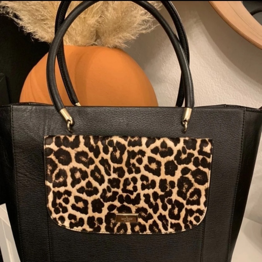 Kate Spade  black & cheetah burgundy tassel removed & not included used once